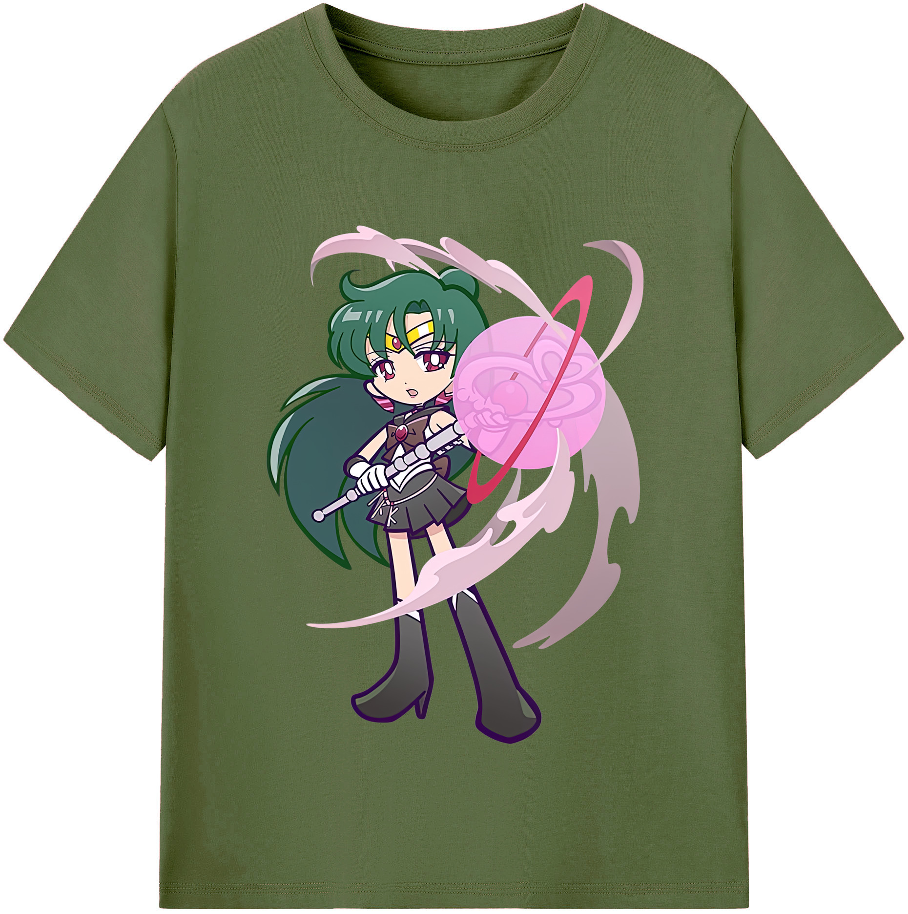 （画像用） 美少女戦士セーラームーン 冥王せつな Sailor Moon Meiou Setsuna 綿100％半袖Tシャツ（フロントプリント）
